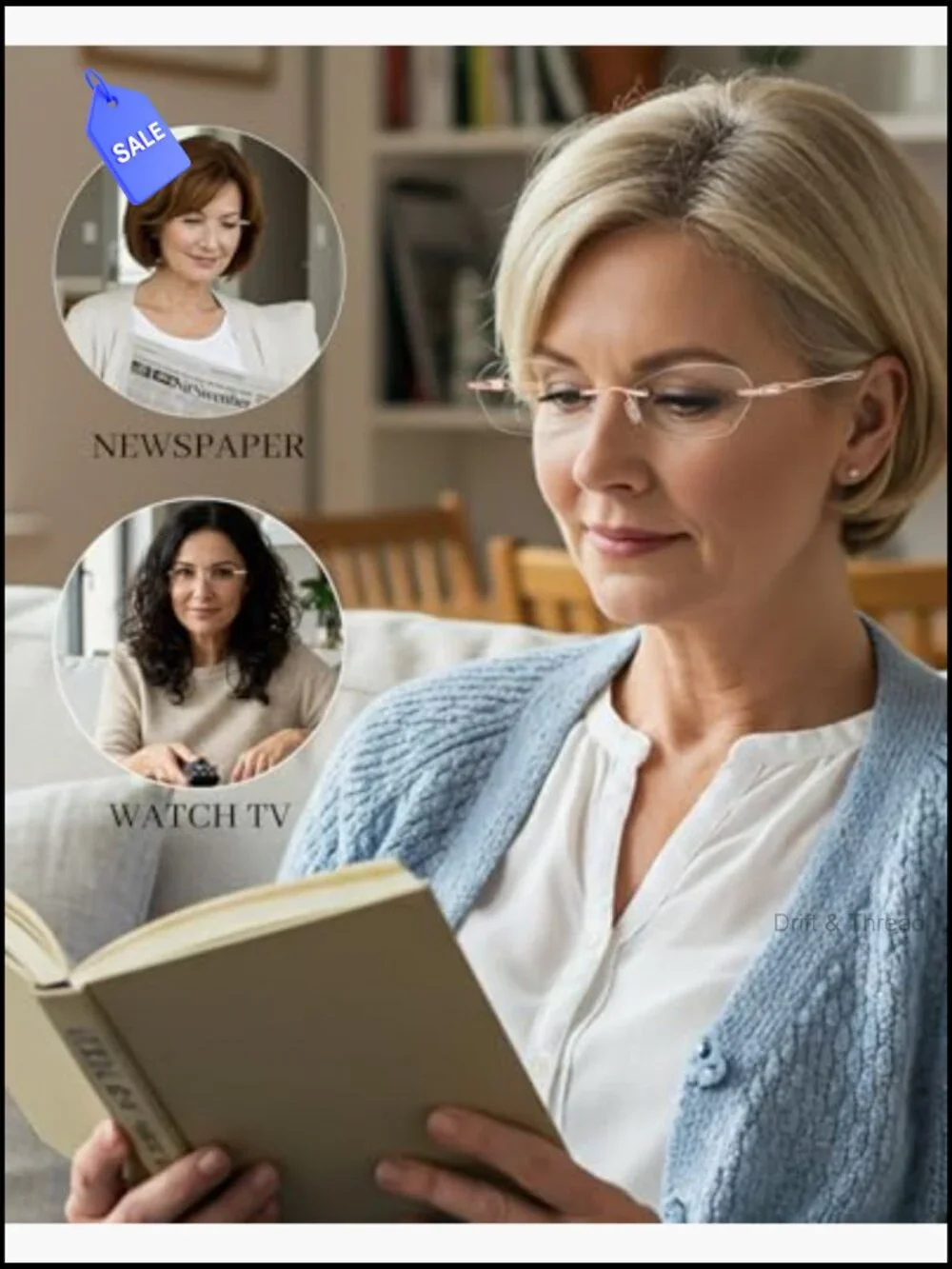 Rimless Lightweight Metal Reading Glasses Blue Light Blocking Computer Readers